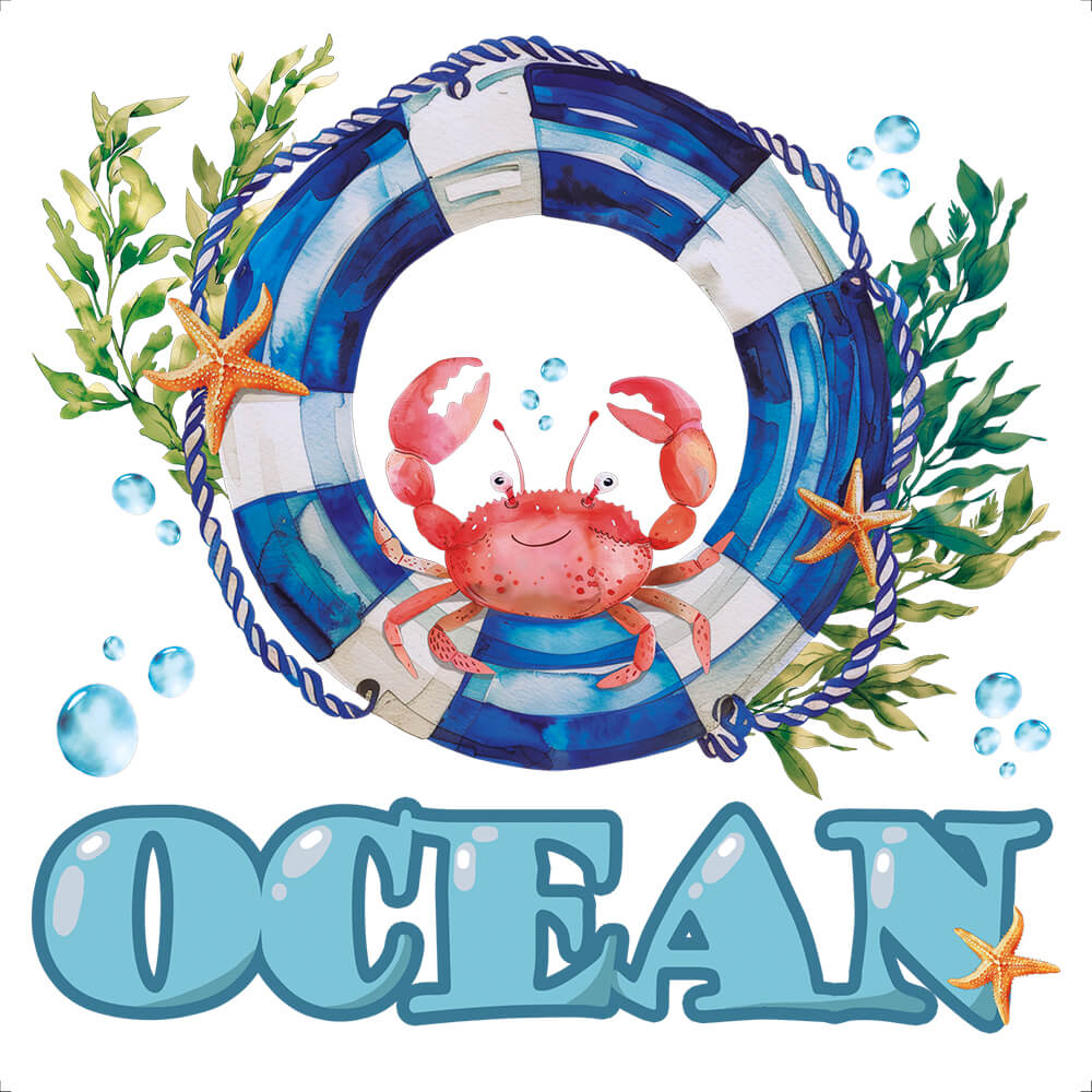 Transfer Têxtil Litoarte 13,5x13,5cm TTQ4-061 Ocean Náutico