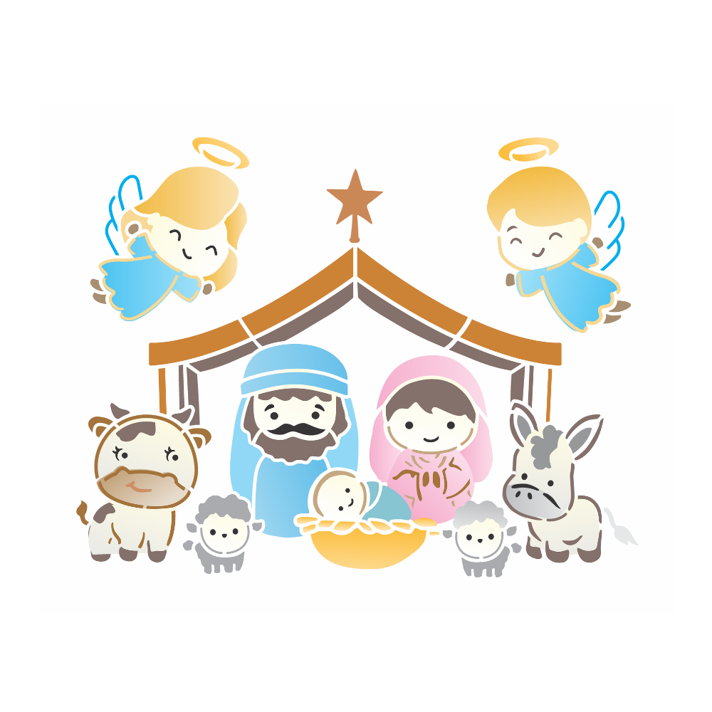 Stencil OPA 20x25 3713 Natal Manjedoura Infantil