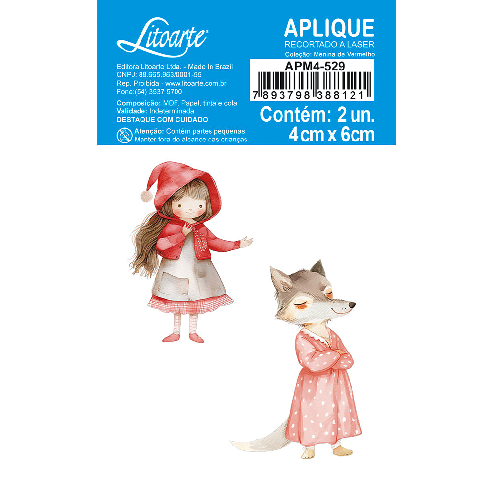 Aplique Litoarte APM4-529 Menina de Vermelho
