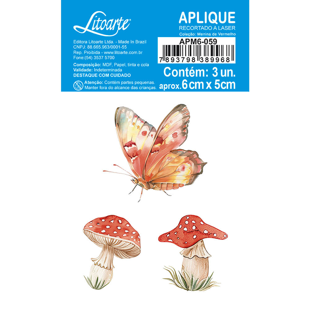 Aplique Litoarte APM6-059 6cm Menina de Vermelho