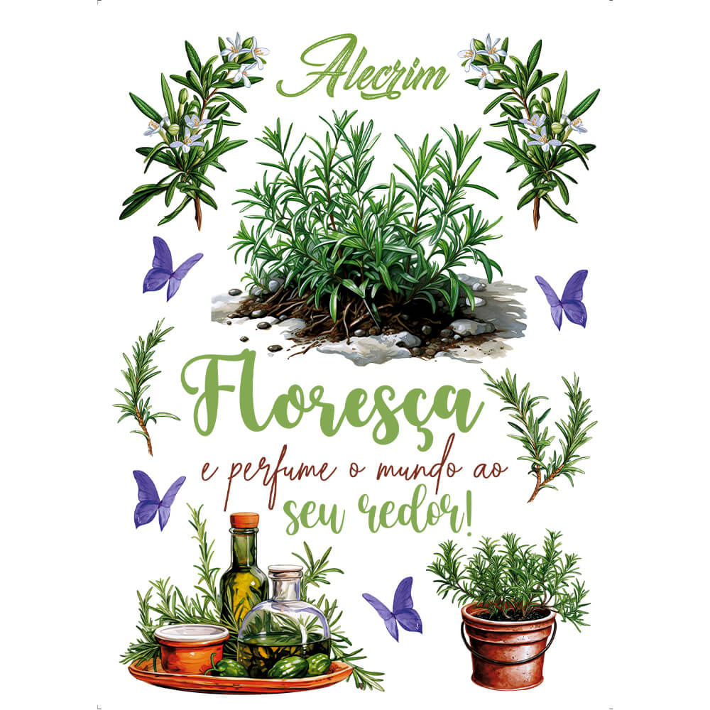 Transfer Têxtil Litoarte 20x27,5cm TTR6L-007 Alecrim