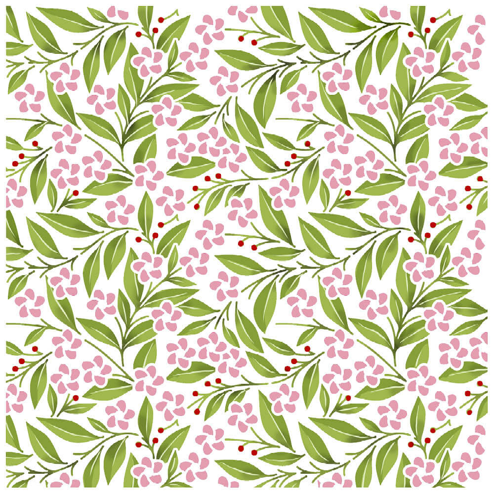 Stencil Litoarte 20x20cm STXX-318 Textura Folhas e Flores