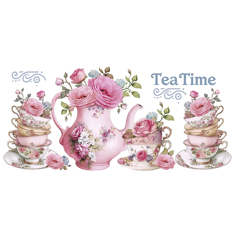 Transfer Têxtil Litoarte 27,5x12 TTB5-007 Xícaras Empilhadas