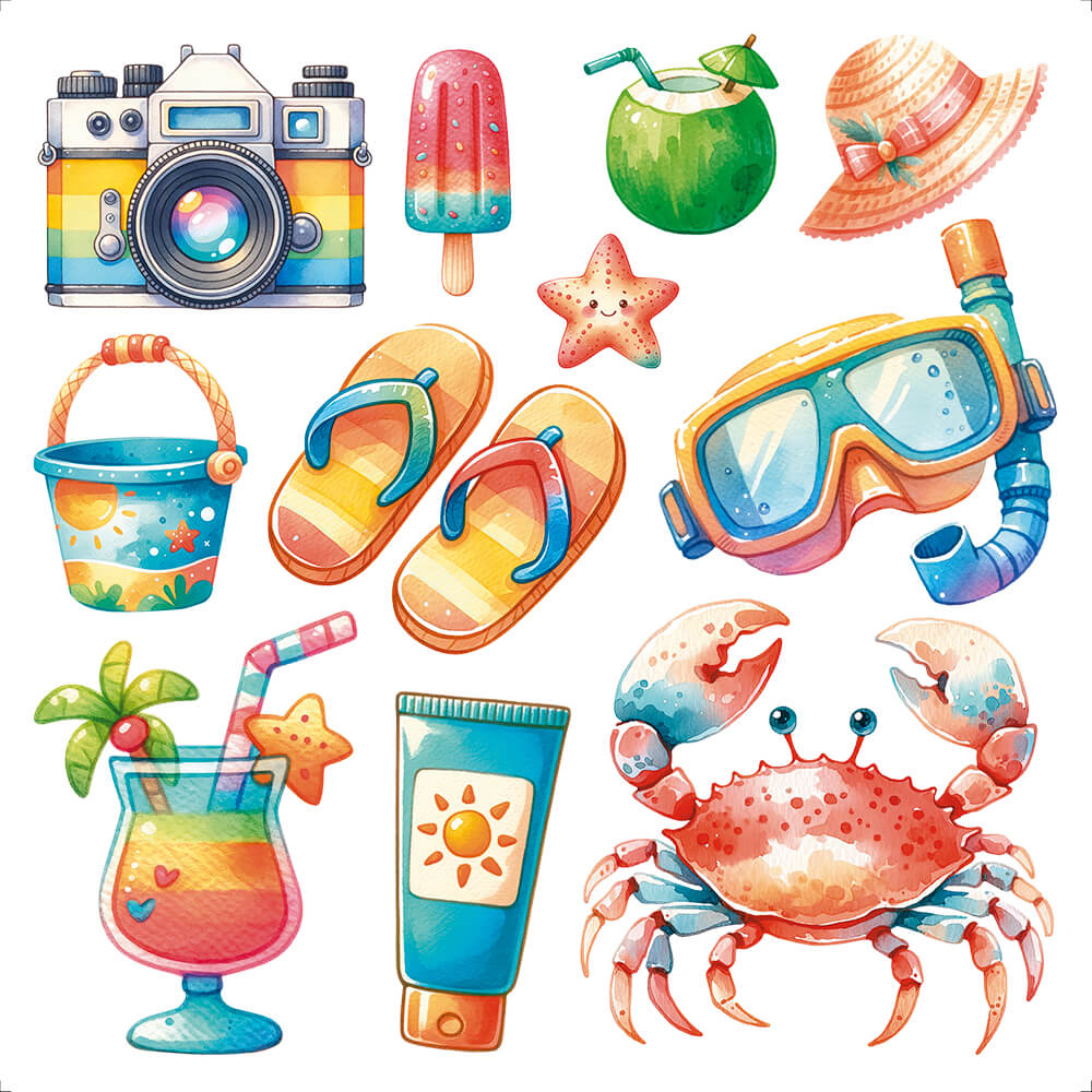 Transfer Têxtil Litoarte 13,5x13,5cm TTQ4-062 Areia da Praia