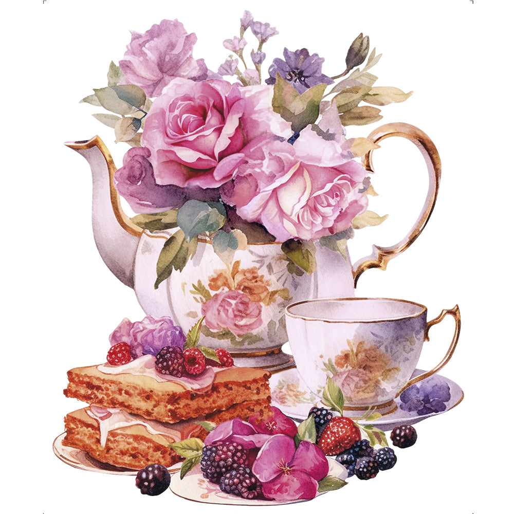 Transfer Têxtil Litoarte 24x20cm TTR4-018 Chá Flores e Doces