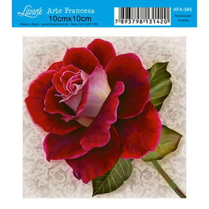 Papel Decoupage Arte Francesa Litoarte AFX-345 Rosa Vermelha 10x10cm - Palácio da Arte