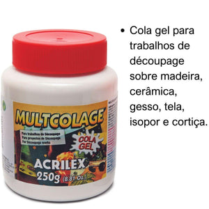 Multcolage Cola Gel Decoupage Acrilex 250g - Palácio da Arte