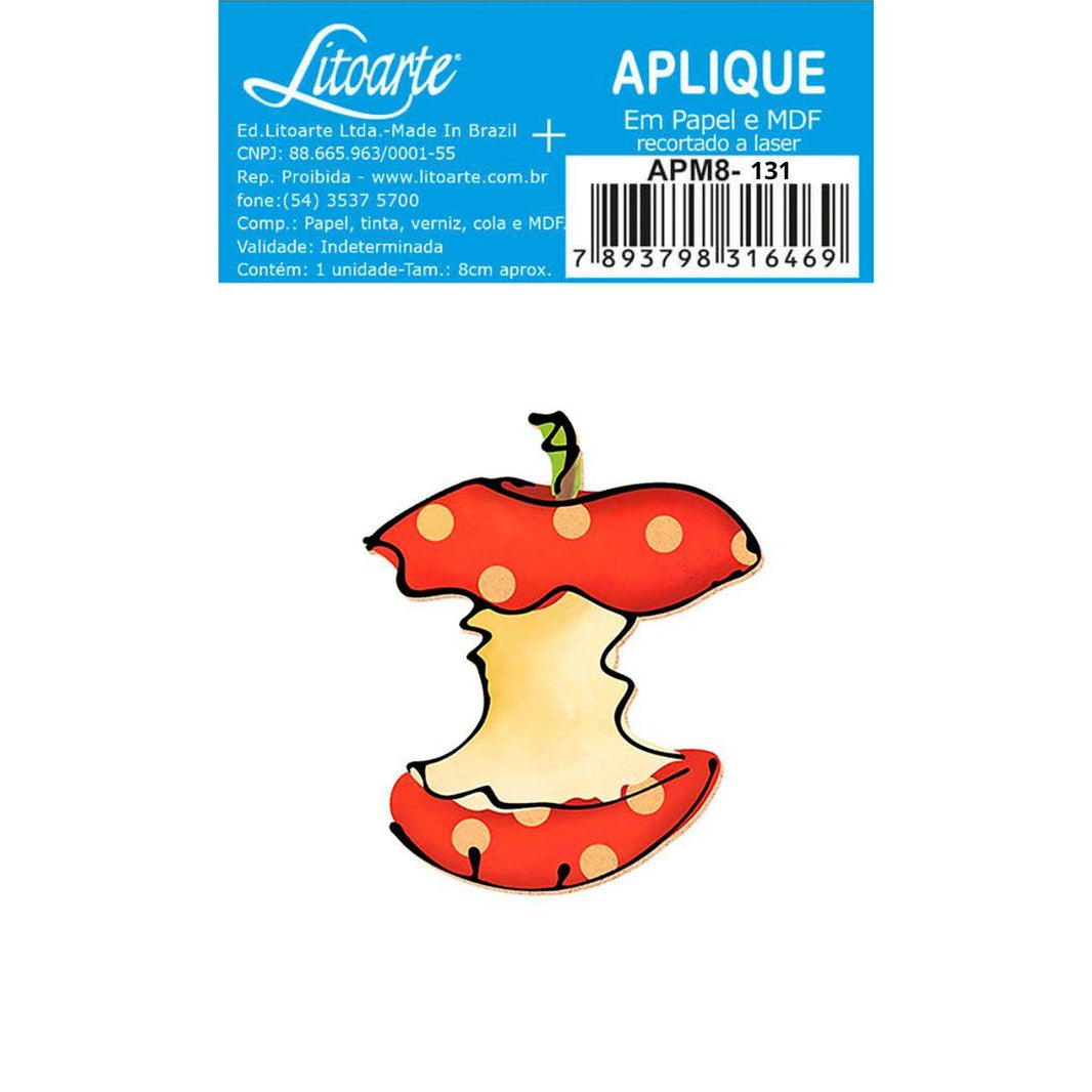 Aplique Decoupage Litoarte APM8-131 em Papel e MDF 8cm Maçã Mordida - Palácio da Arte