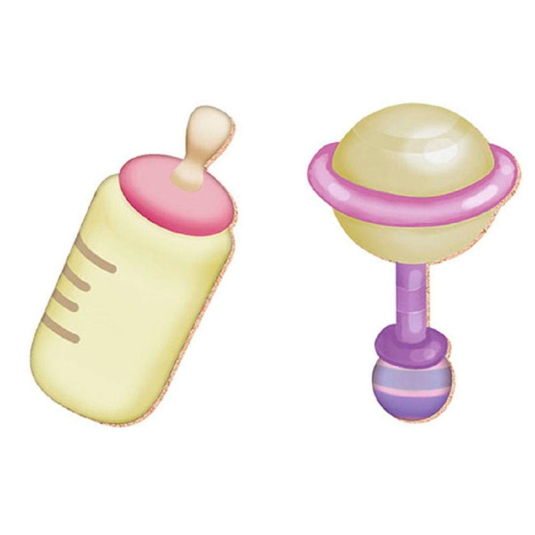 Aplique Litoarte APM3-043 3cm Mamadeira e Chocalho Feminino 4 peças - Palácio da Arte