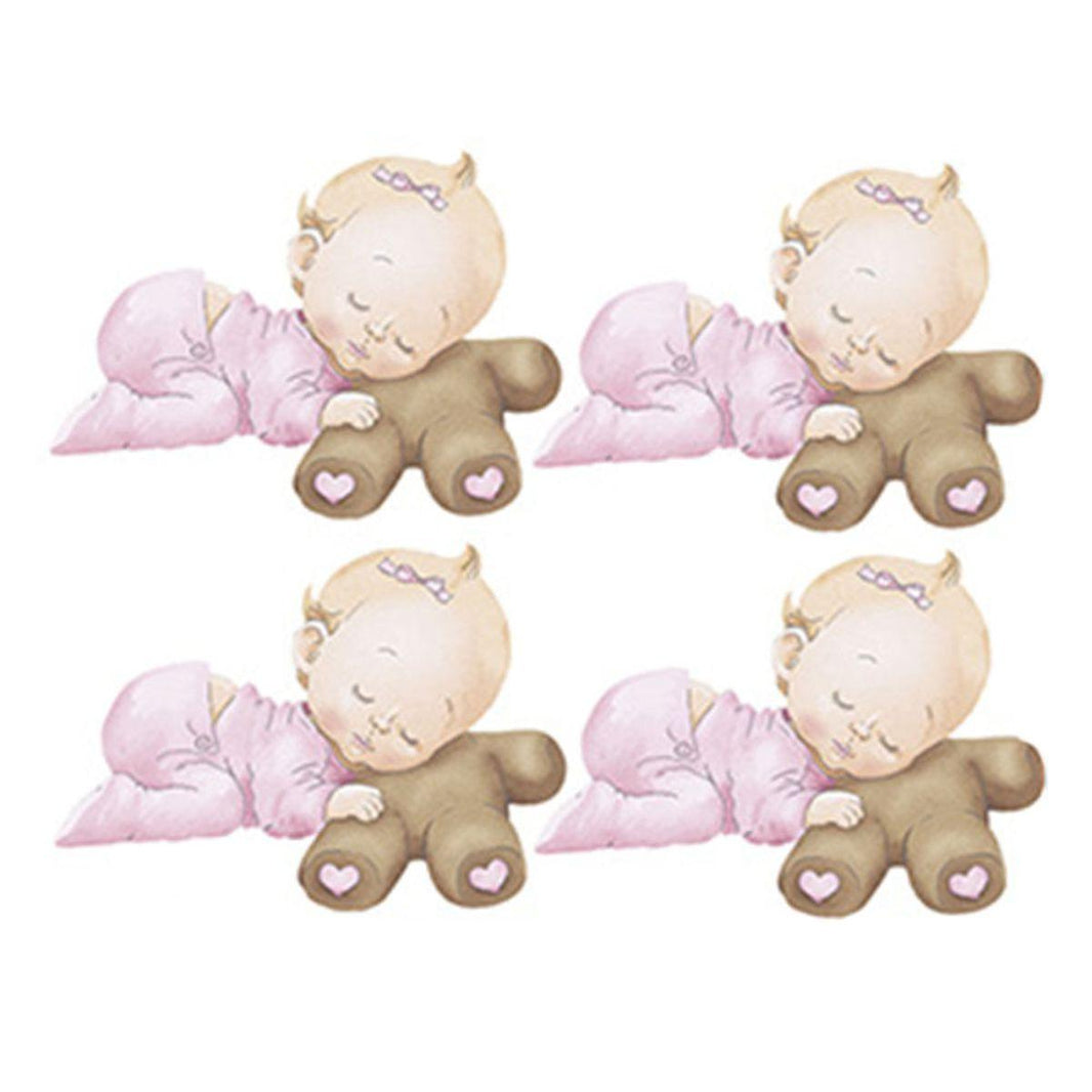 Aplique Litoarte APM3-213 3cm Bebê Menina e Ursinho 4 peças - Palácio da Arte