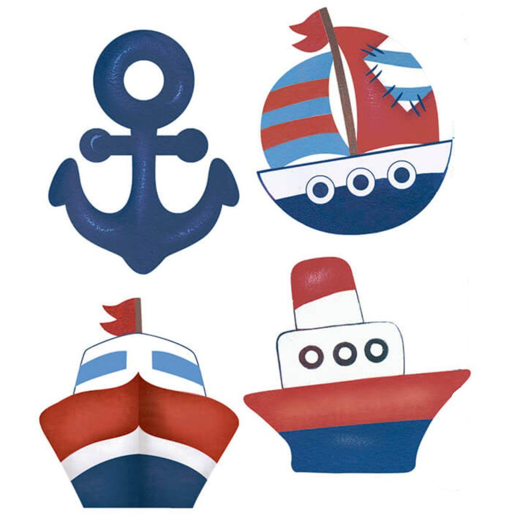 Aplique Litoarte APM3-259 3cm Barco, Navio e Âncora 4 peças - Palácio da Arte