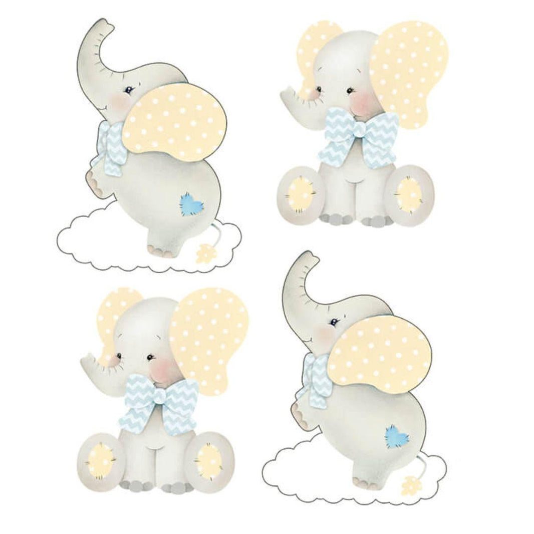 Aplique Litoarte APM3-262 3cm Elefante Bebê Menino 4 peças - Palácio da Arte