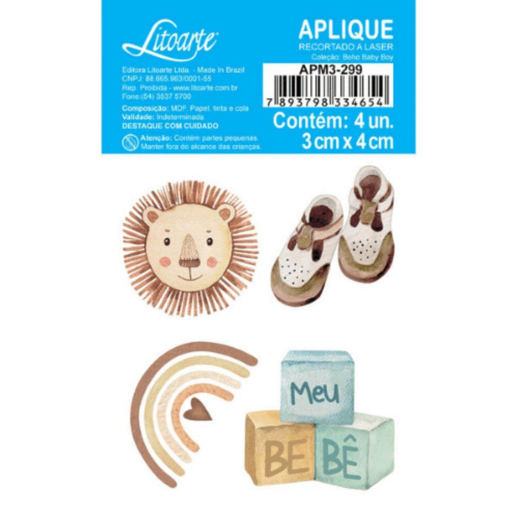 Aplique Litoarte APM3-299 3cm Boho Baby Boy Leão 4 peças - Palácio da Arte