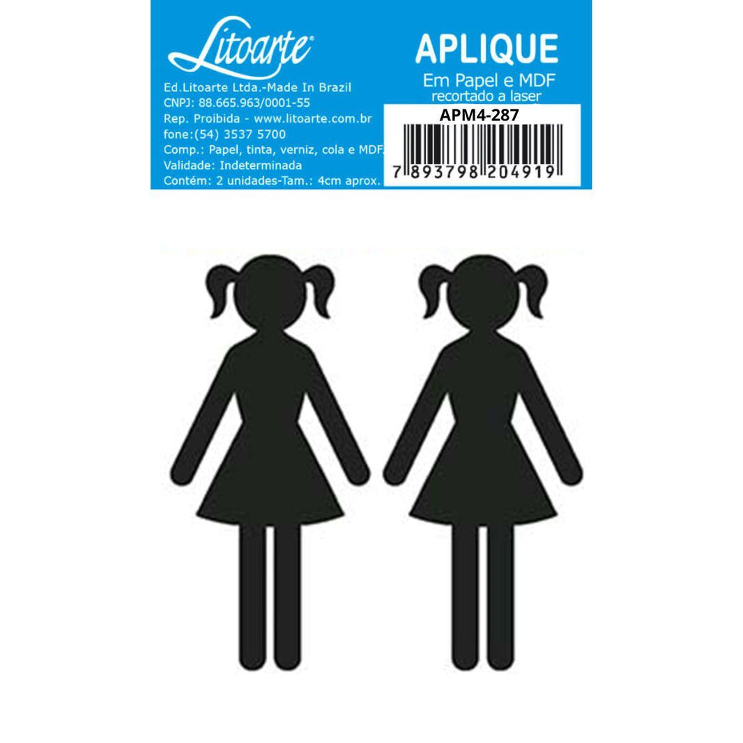 Aplique Litoarte APM4-287 4cm Silhueta Meninas 2 peças - Palácio da Arte