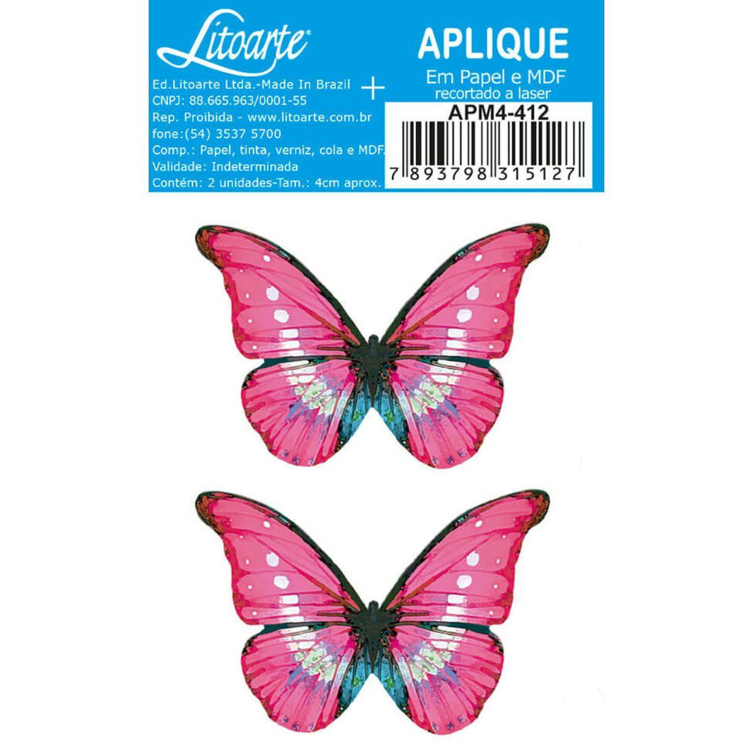 Aplique Litoarte APM4-412 4cm Borboletas 2 peças - Palácio da Arte