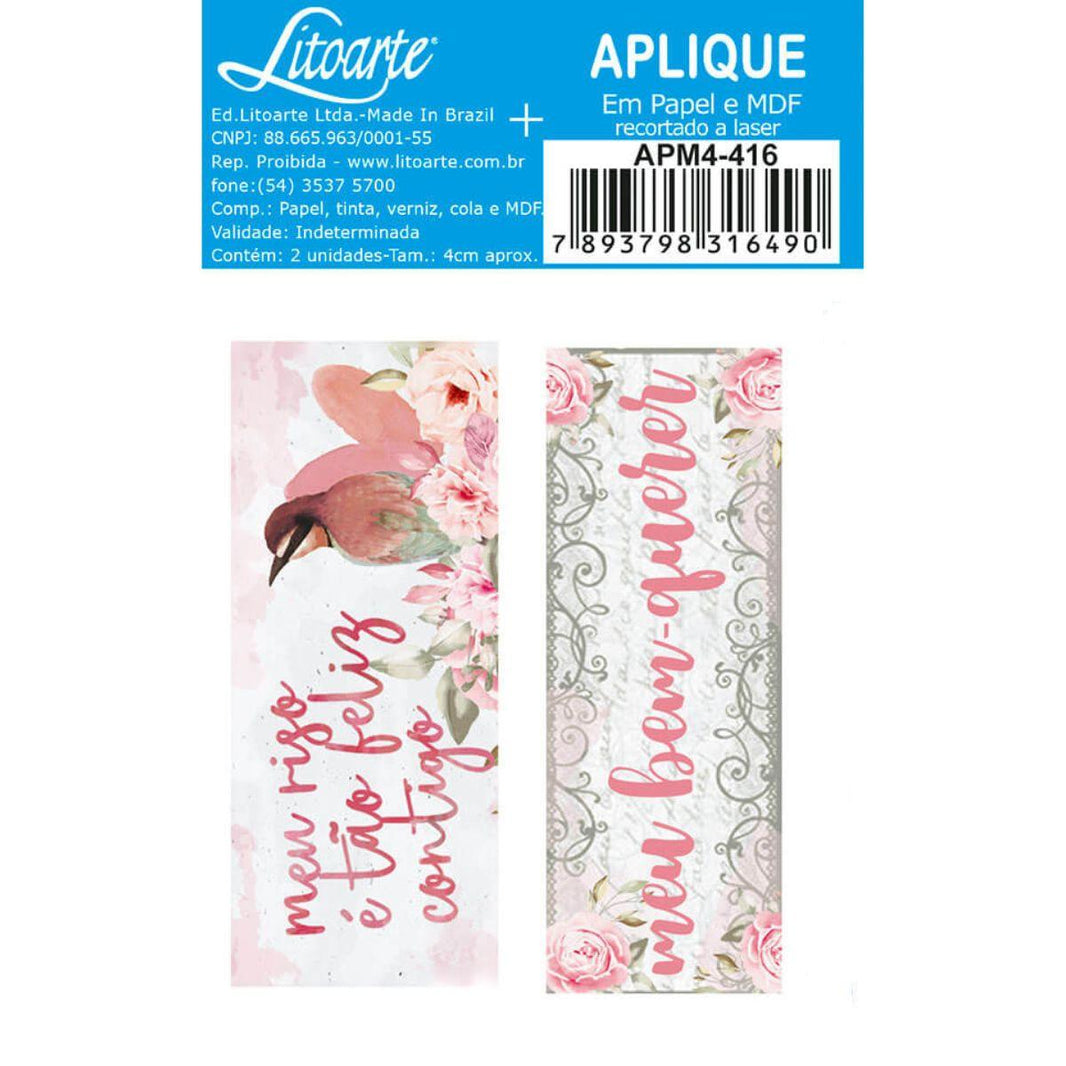 Aplique Litoarte APM4-416 4cm Tags Frases 2 peças - Palácio da Arte