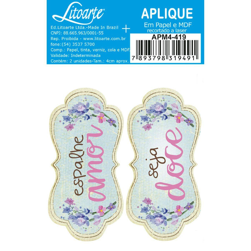 Aplique Litoarte APM4-419 4cm Tag Frase 2 peças - Palácio da Arte