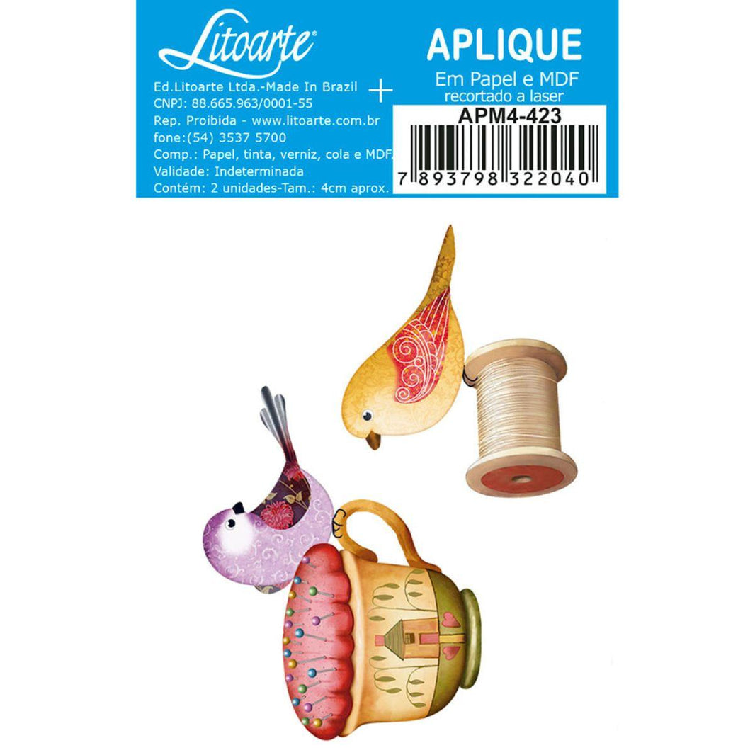 Aplique Litoarte APM4-423 4cm Pássaro e Costura 2 peças - Palácio da Arte