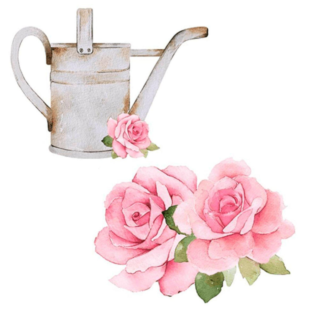 Aplique Litoarte APM4-436 4cm Mon Monde Rose Regador e Flores 2 peças - Palácio da Arte