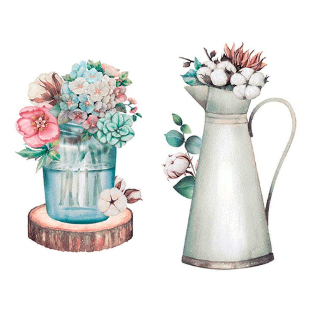 Aplique Litoarte APM4-437 4cm Country Vasos e Flores 2 peças - Palácio da Arte