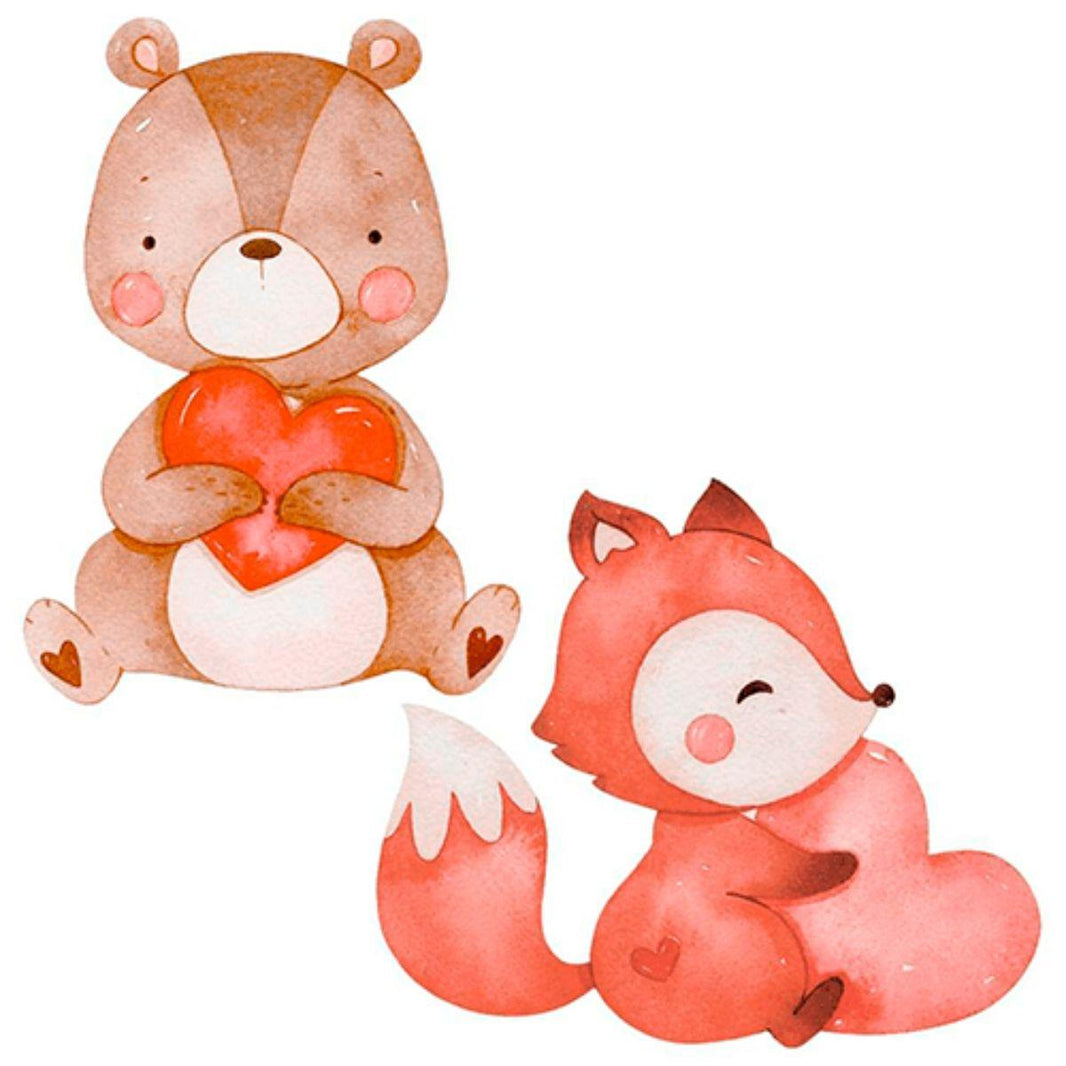 Aplique Litoarte APM4-439 4cm Amor Aquarela Urso e Raposa 2 peças - Palácio da Arte