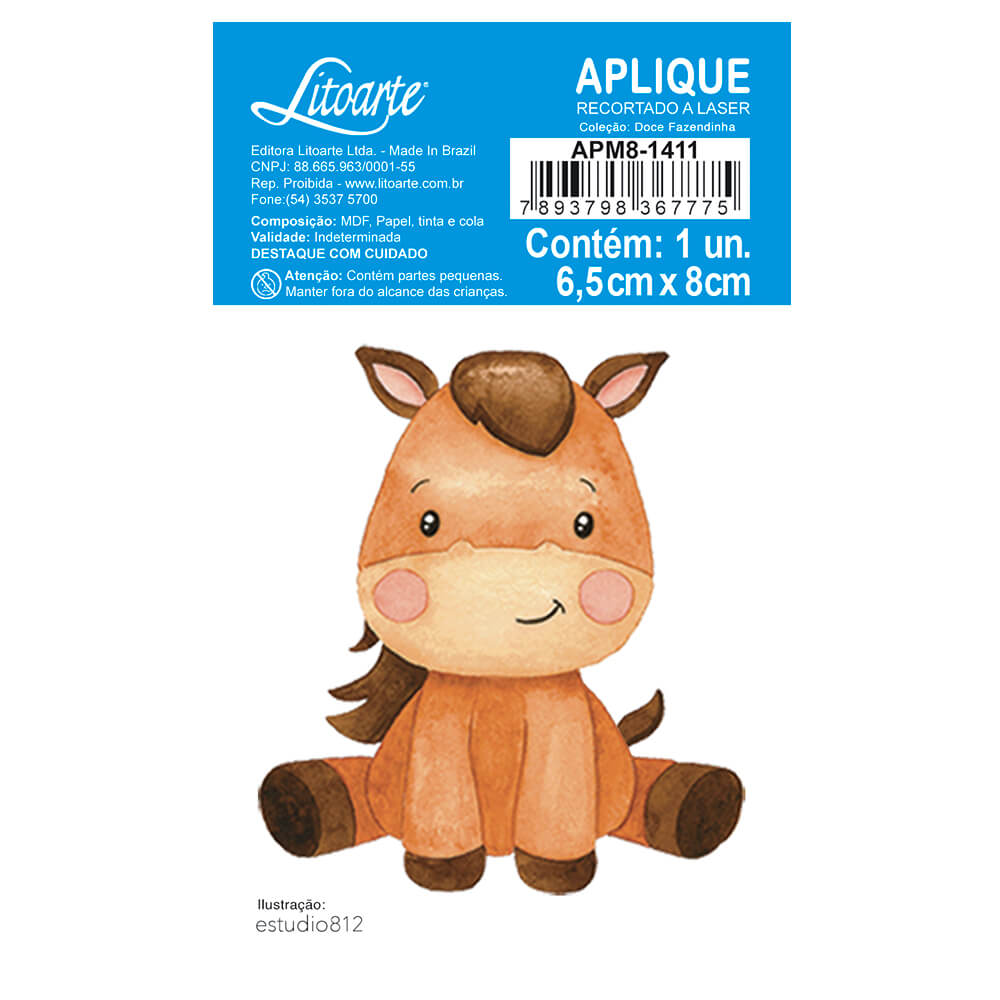 Aplique Litoarte APM8-1411 8cm Doce Fazendinha Cavalo - Palácio da Arte
