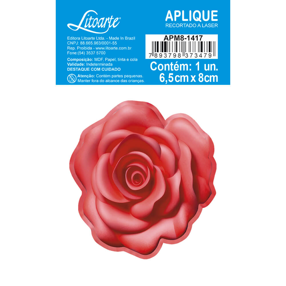 Aplique Litoarte APM8-1417 8cm Flores Rosa 3D - Palácio da Arte