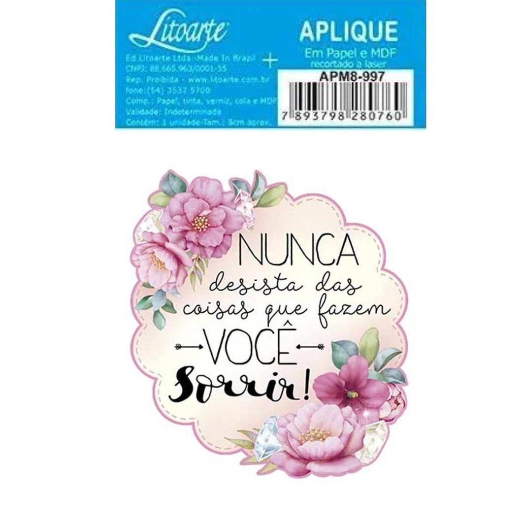 Aplique Litoarte APM8-997 8cm Tag Nunca Desista - Palácio da Arte