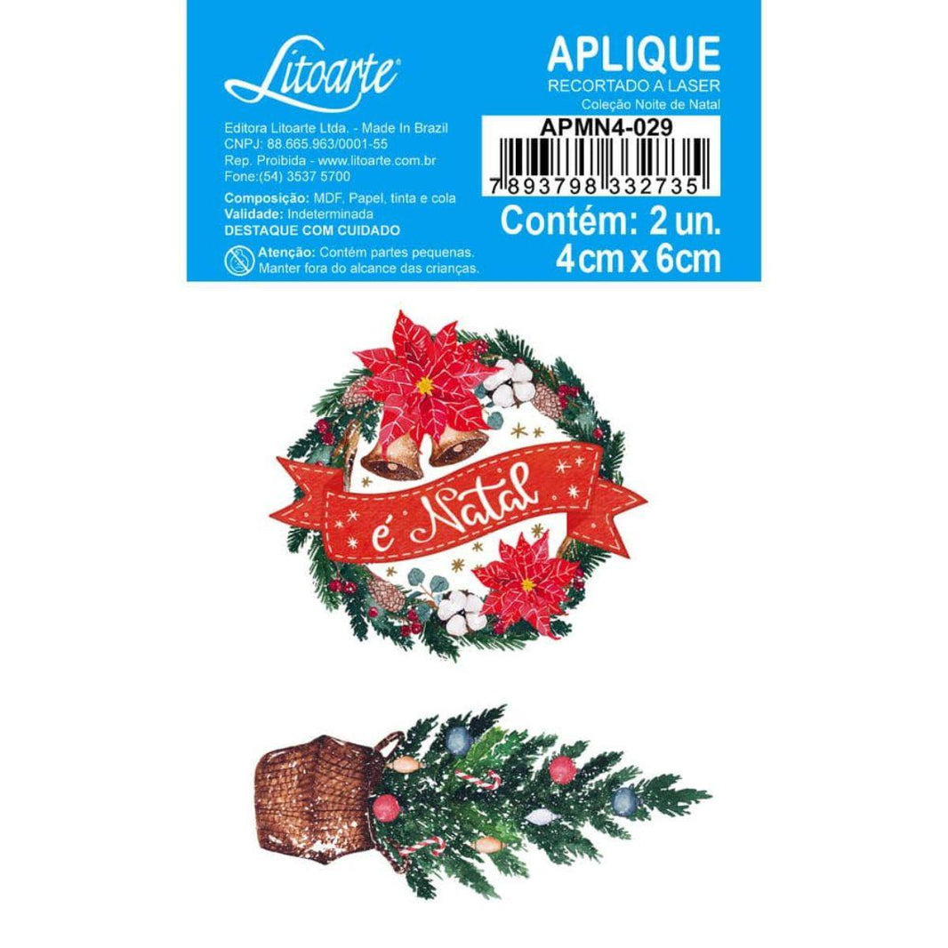 Aplique Litoarte APMN4-029 4cm Natal Guirlanda é Natal 2 peças - Palácio da Arte