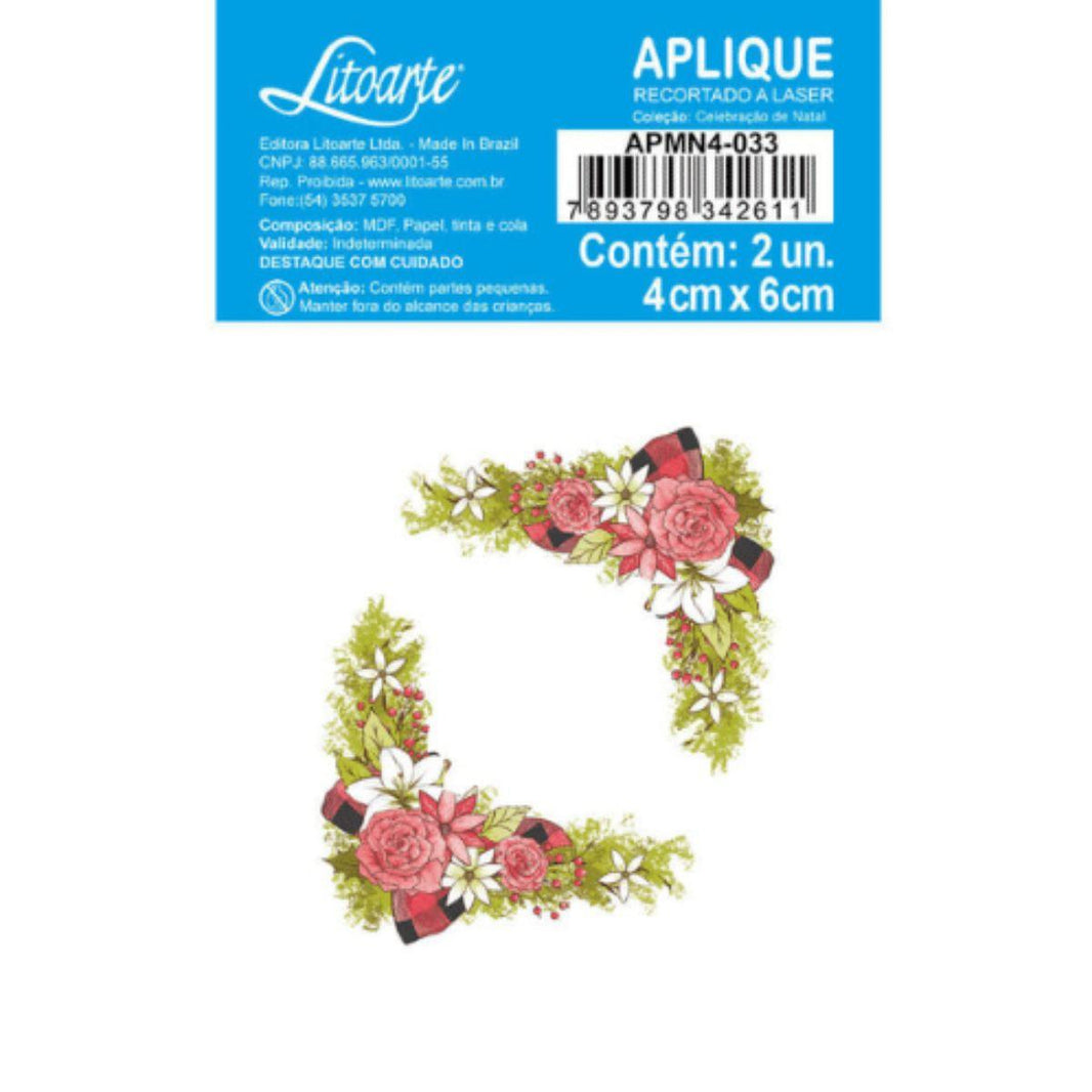 Aplique Litoarte APMN4-033 4cm Natal Cantoneiras Natalinas 2 peças - Palácio da Arte