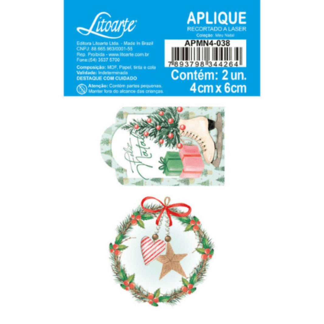 Aplique Litoarte APMN4-038 4cm Meu Natal Guirlanda e Tag 2 peças - Palácio da Arte
