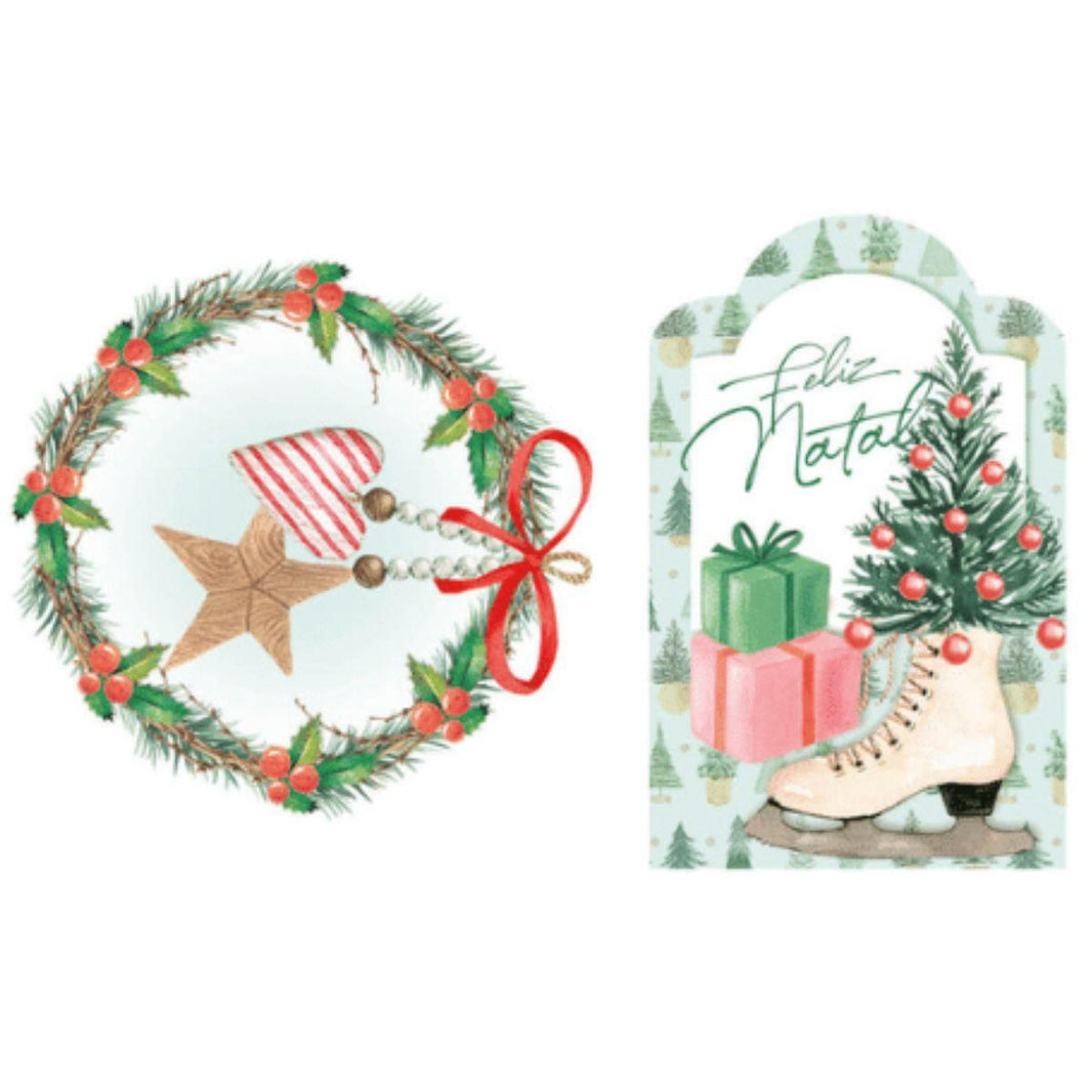 Aplique Litoarte APMN4-038 4cm Meu Natal Guirlanda e Tag 2 peças - Palácio da Arte