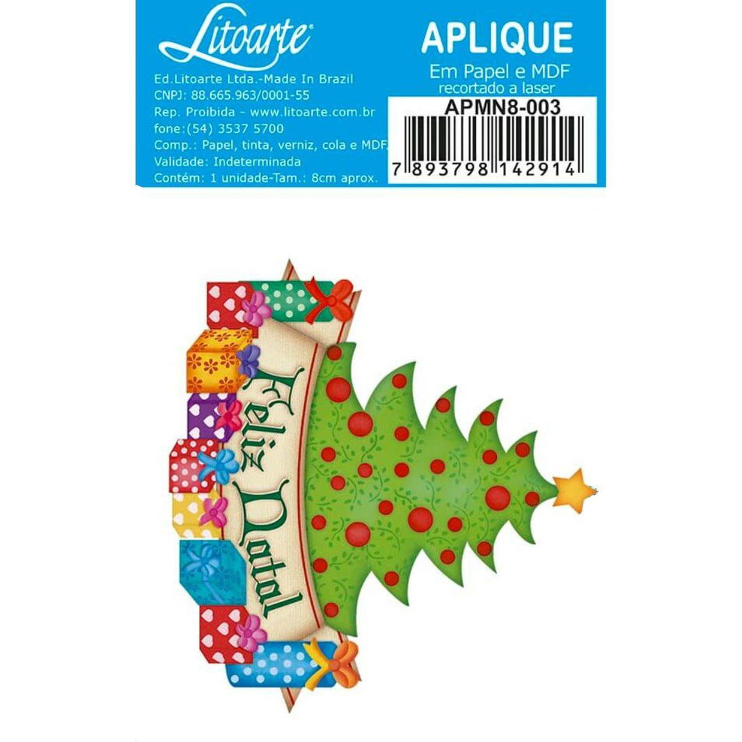 Aplique Litoarte APMN8-003 8cm Natal Pinheiro - Palácio da Arte