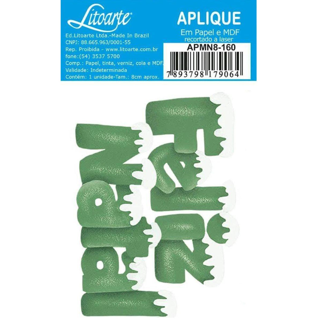 Aplique Litoarte APMN8-021 8cm Escrita Feliz Natal - Palácio da Arte