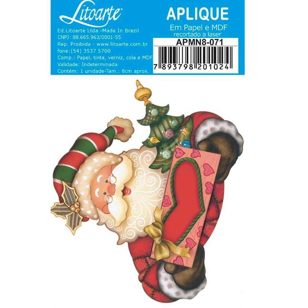 Aplique Litoarte APMN8-071 8cm Natal Papai Noel - Palácio da Arte