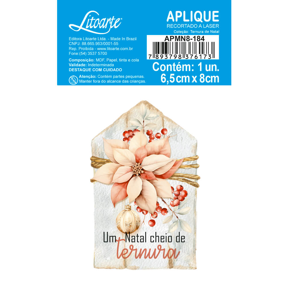 Aplique Litoarte APMN8-184 Tag Ternura de Natal - Palácio da Arte