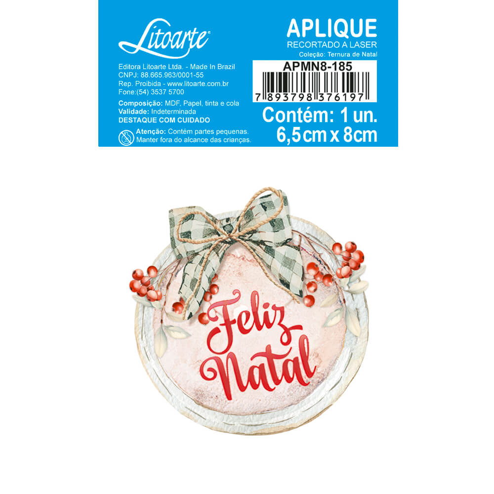 Aplique Litoarte APMN8-185 Tag Ternura de Natal - Palácio da Arte