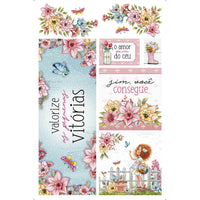Transfer de Imagem Litoarte 19,5x29,5cm TIB-052 Floral e Menina