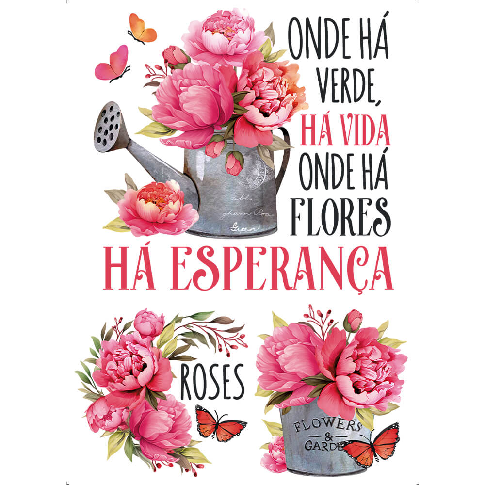 Transfer Têxtil Litoarte 20x27,5cm TTR6L-004 Peônias