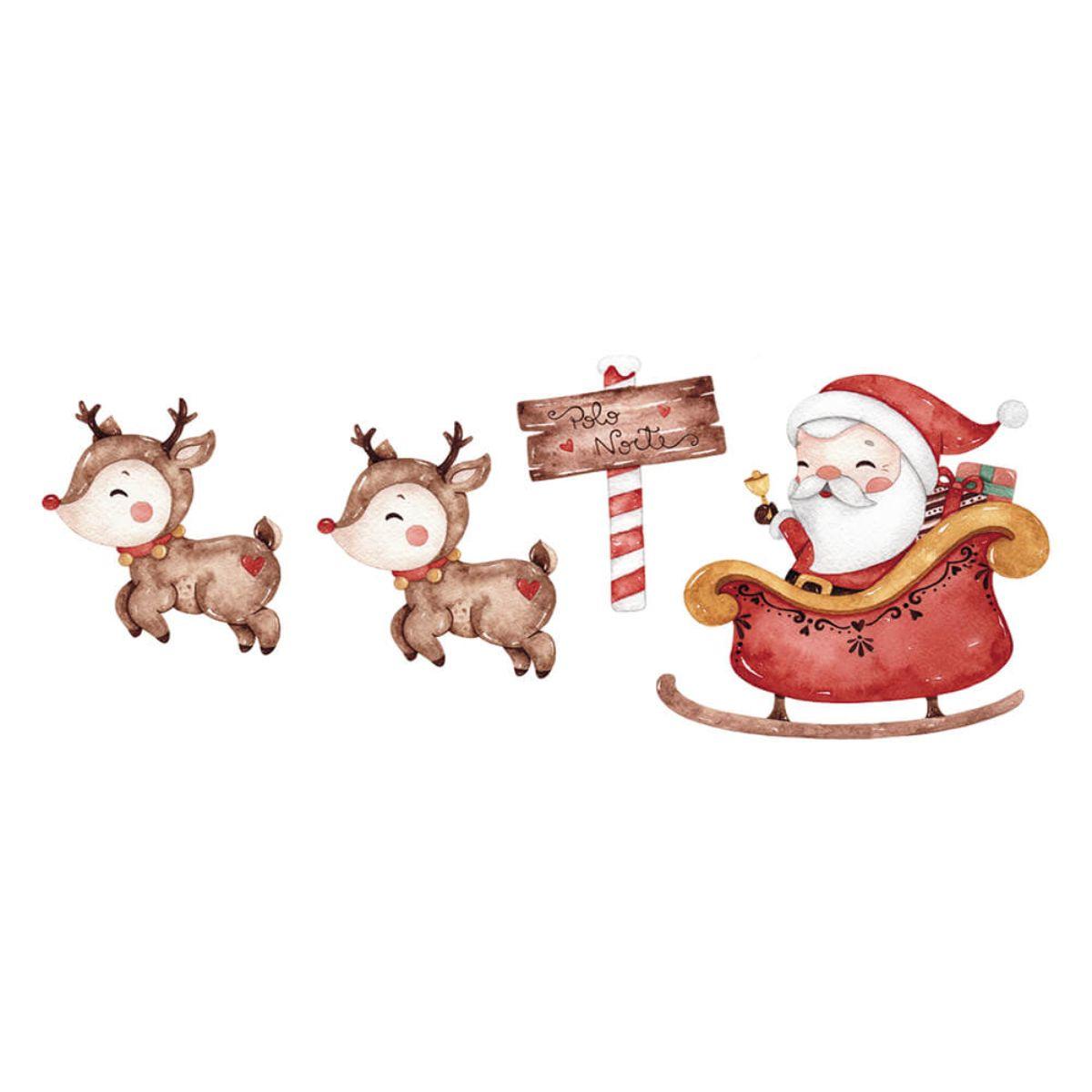 Botões de MDF e Papel Litoarte BAN-002 11x15cm Natal Papai e Mamãe Noel - Palácio da Arte