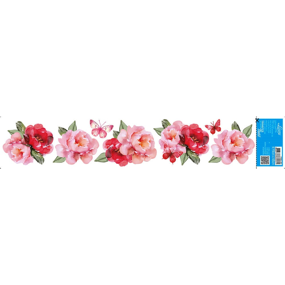 Transfer Têxtil Litoarte 45x9,5cm TTB6L-001 Lili Negrão Rosas e Borboletas