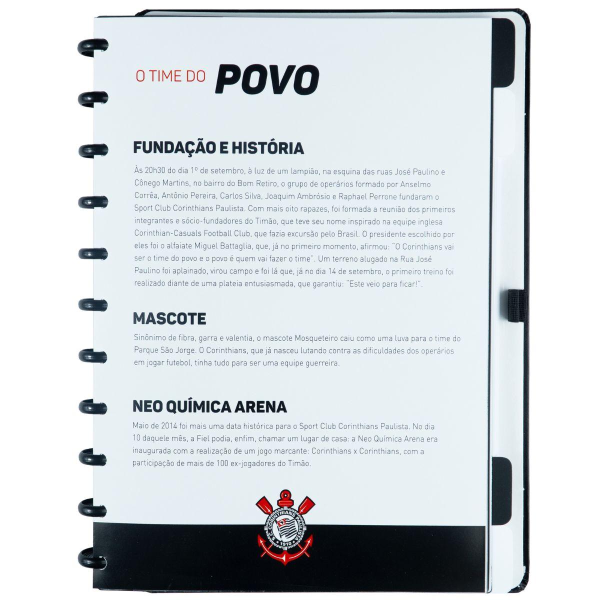 Caderno Inteligente Corinthians Fiel Grande Universitário 28x21,5cm - Palácio da Arte