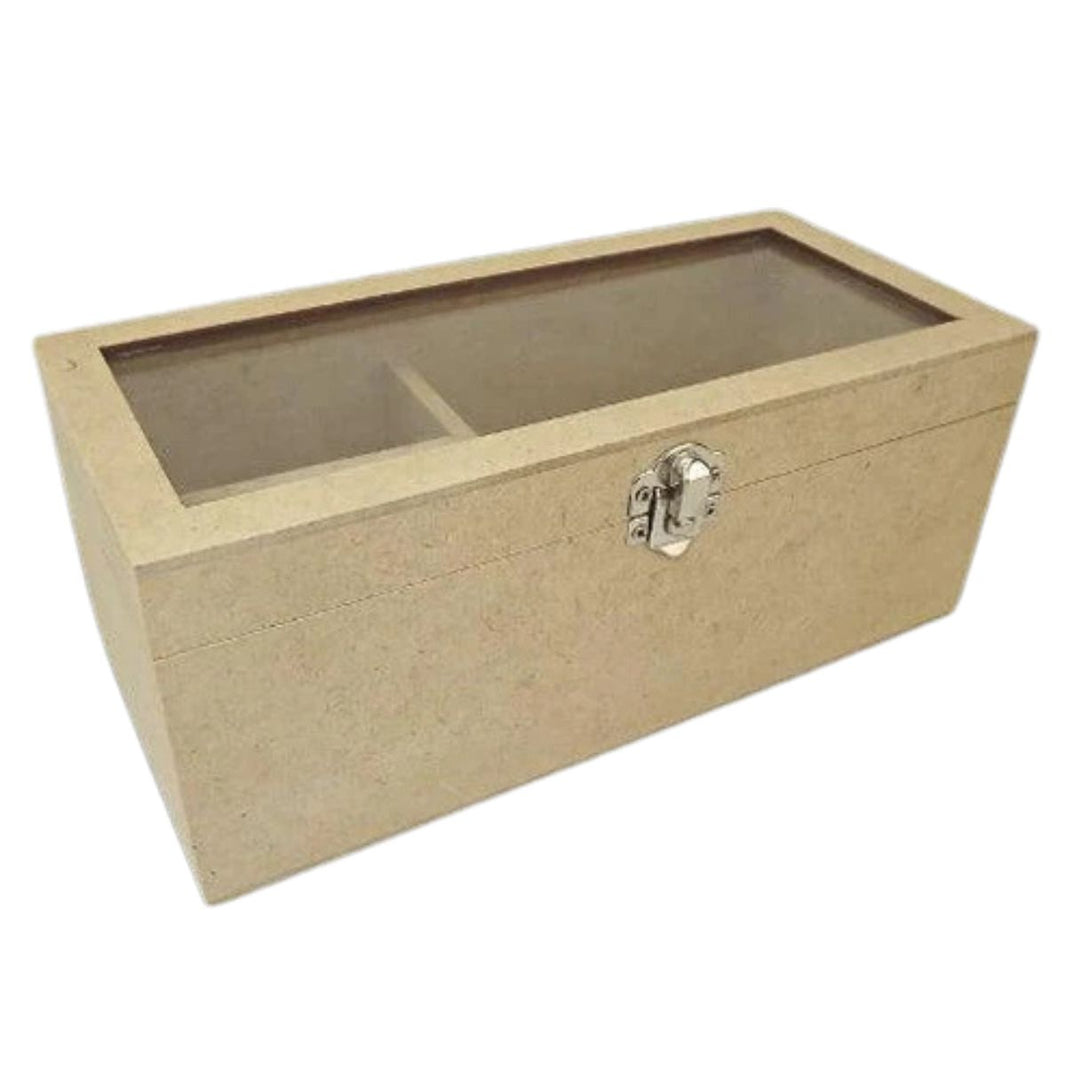 Caixa Porta Caneca com Vidro em MDF 10x11x23,5cm para 2 Unidades - Palácio da Arte