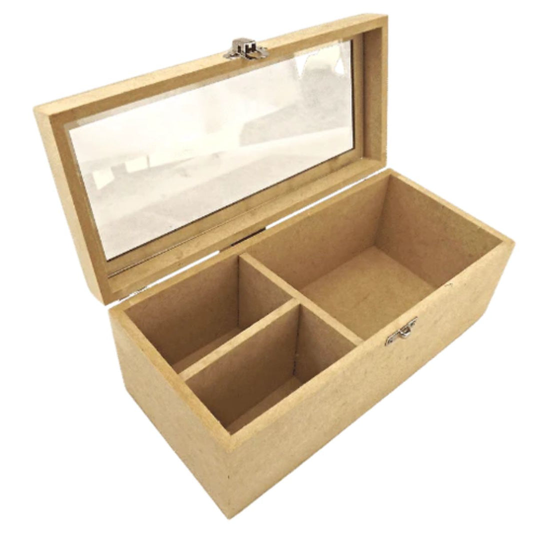 Caixa Porta Caneca com Vidro em MDF 10x11x23,5cm para 2 Unidades - Palácio da Arte