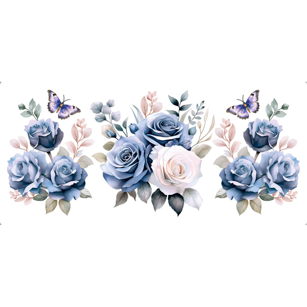 Transfer Têxtil Litoarte 27,5x12,8cm TTB5L-006 Lili Negrão Rosas Azuis