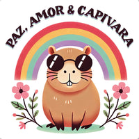 Transfer Têxtil Litoarte 13,5x13,5cm TTQ4-051 Capivara Paz e Amor