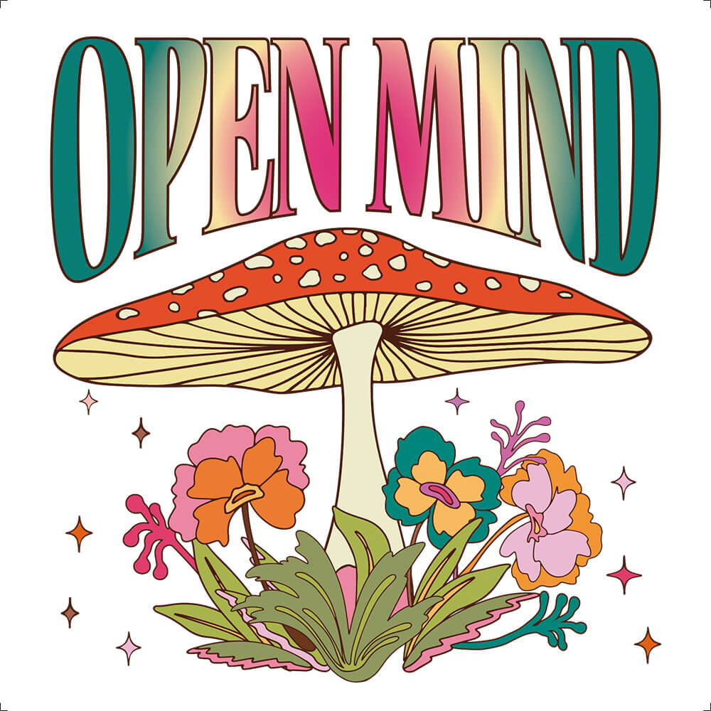 Transfer Têxtil Litoarte 13,5x13,5cm TTQ4-049 Cogumelos Clean