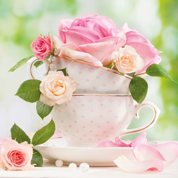 Guardanapo Decoupage Litoarte G3-055 Xícaras com Rosas - Palácio da Arte