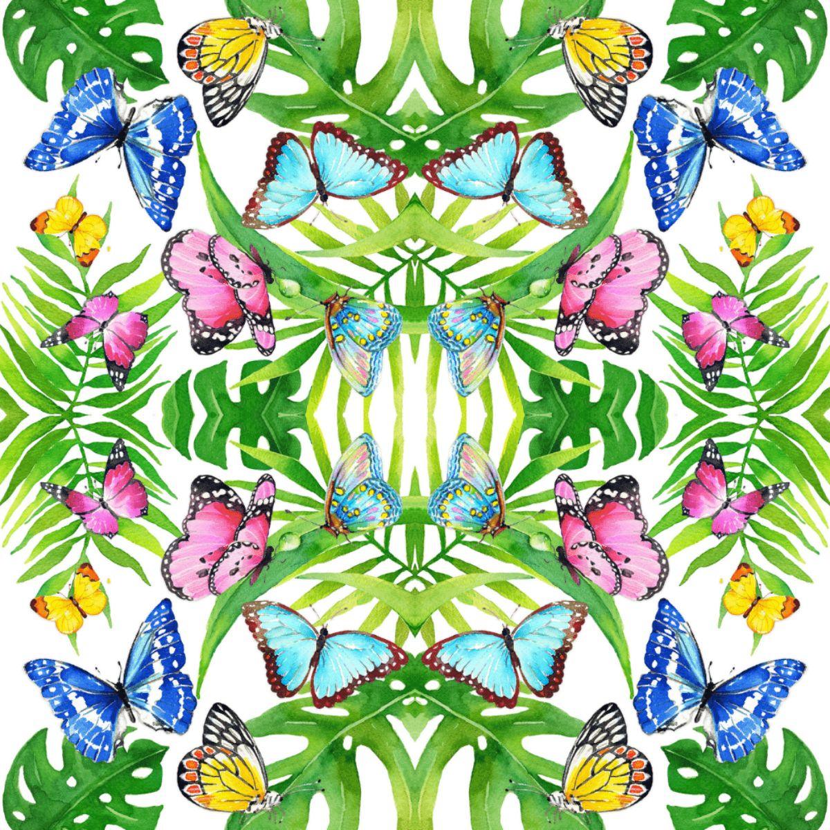 Guardanapo Tropical Butterflies 1333235 PPD com 2 peças - Palácio da Arte