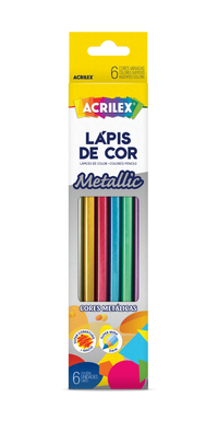 Lápis de Cor Metallic Acrilex com 6 cores - Palácio da Arte
